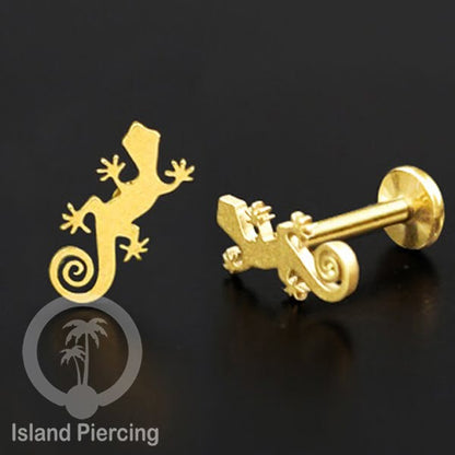 Labret Body Jewelry Tindik Piercing Stainless Helix, Tragus dan Lip warna gold