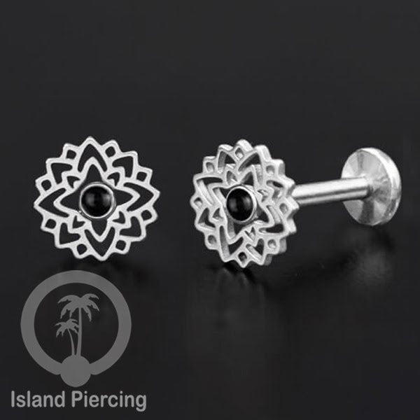 Labret Body Jewelry Tindik Piercing Stainless warna Silver dengan epoxy banyak warna