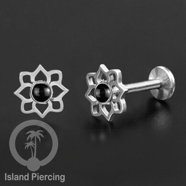 Labret Tragus Jewelry Tindik Piercing Stainless warna Silver dengan epoxy resin