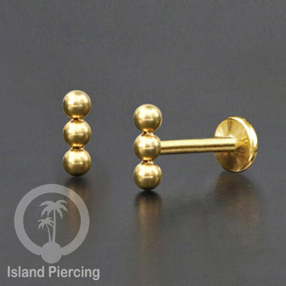 Anting Tindik Labret desain bola Stainless warna Gold, Piercing Helix, Tragus dan Anting biasa