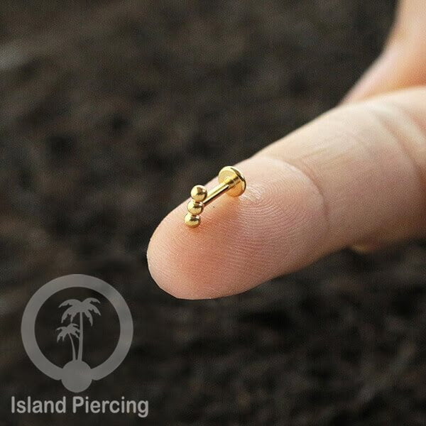 Anting Tindik Labret desain bola Stainless warna Gold, Piercing Helix, Tragus dan Anting biasa