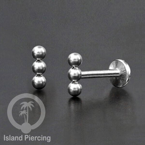 Anting Tindik Labret desain bola Stainless warna Silver, Piercing Helix, Tragus dan Anting biasa