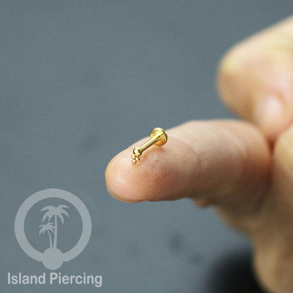 Anting Tindik Labret desain bola Stainless warna Gold, Piercing Helix, Tragus dan Anting biasa