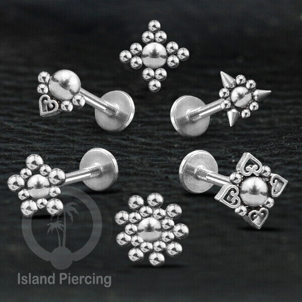 Anting Labret Tindik Stainless Telinga, Piercing Jewelry Tragus Helix Daith warna Silver