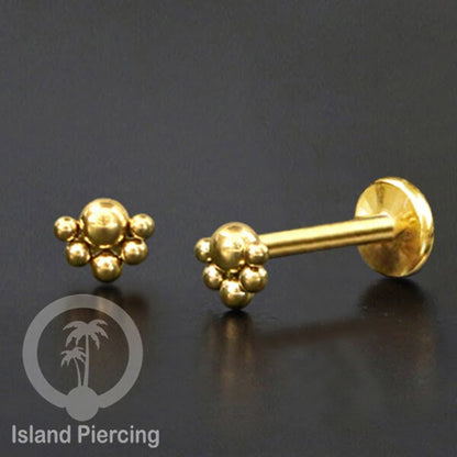 Anting Tindik Labret desain bola Stainless warna Gold, Piercing Helix, Tragus dan Anting biasa