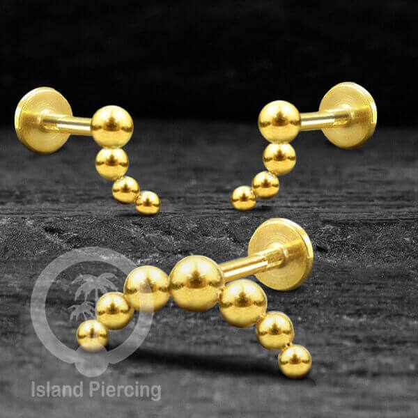 Anting Tindik Labret buatan bola Stainless warna Gold Piercing Helix, Tragus dan Anting biasa