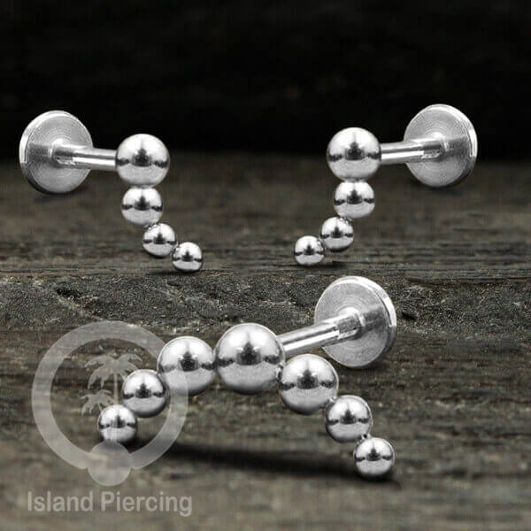 Anting Tindik Labret buatan bola Stainless warna Silver, Piercing Helix, Tragus dan Anting biasa
