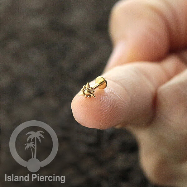 Anting Tindik Labret buatan bola Stainless warna Gold, Piercing Helix, Tragus dan Anting biasa