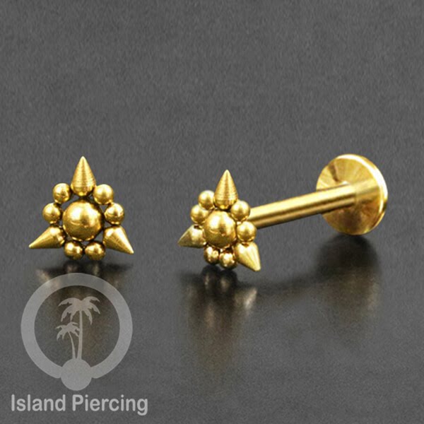Anting Tindik Labret buatan bola Stainless warna Gold, Piercing Helix, Tragus dan Anting biasa