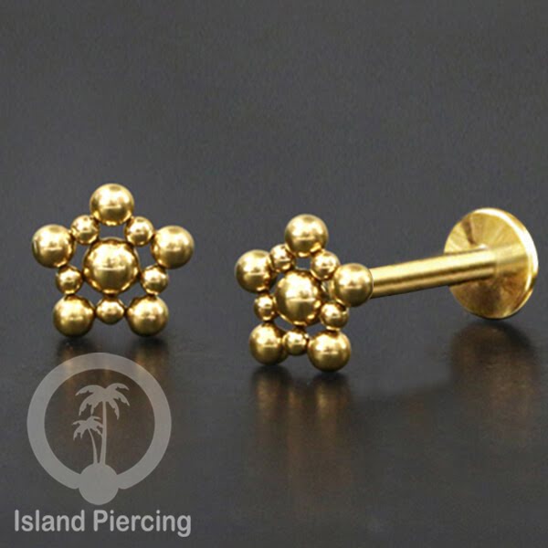Anting Tindik Labret buatan bola Stainless warna Gold, Piercing Helix, Tragus dan Anting biasa