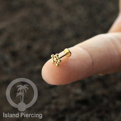 Anting Tindik Labret buatan bola Stainless warna Gold, Piercing Helix, Tragus dan Anting biasa