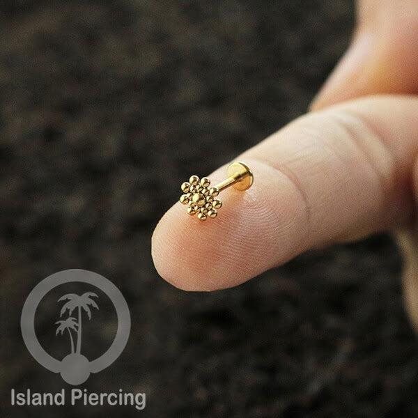 Anting Tindik Labret buatan bola Stainless warna Gold, Piercing Helix, Tragus dan Anting biasa