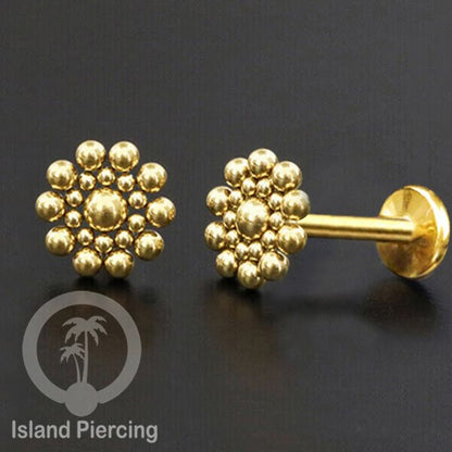 Anting Tindik Labret buatan bola Stainless warna Gold, Piercing Helix, Tragus dan Anting biasa