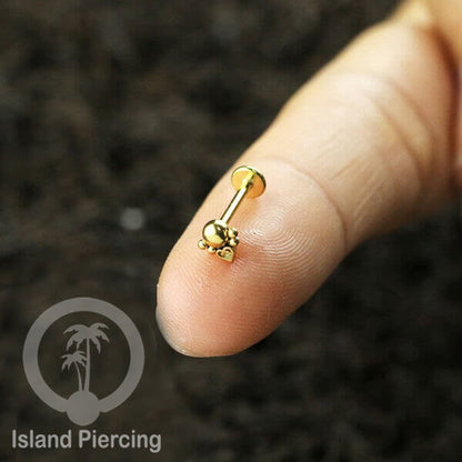 Anting Tindik Labret buatan bola Stainless warna Gold, Piercing Helix, Tragus dan Anting biasa