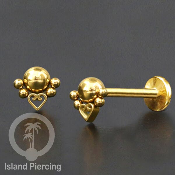 Anting Tindik Labret buatan bola Stainless warna Gold, Piercing Helix, Tragus dan Anting biasa