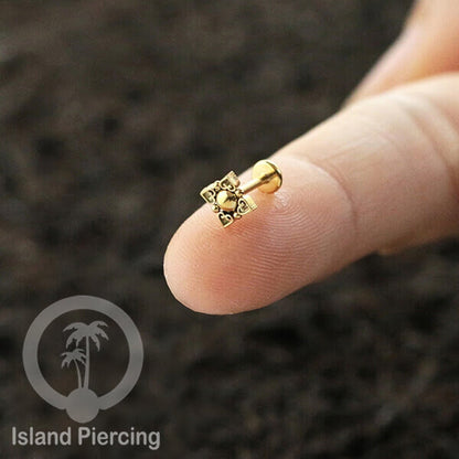 Anting Tindik Labret buatan bola Stainless warna Gold, Piercing Helix, Tragus dan Anting biasa