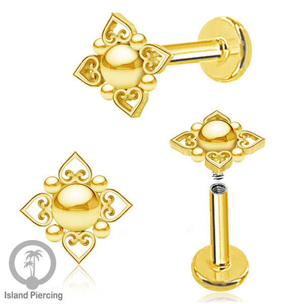 Anting Tindik Labret buatan bola Stainless warna Gold, Piercing Helix, Tragus dan Anting biasa