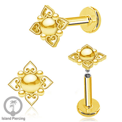 Anting Tindik Labret buatan bola Stainless warna Gold, Piercing Helix, Tragus dan Anting biasa