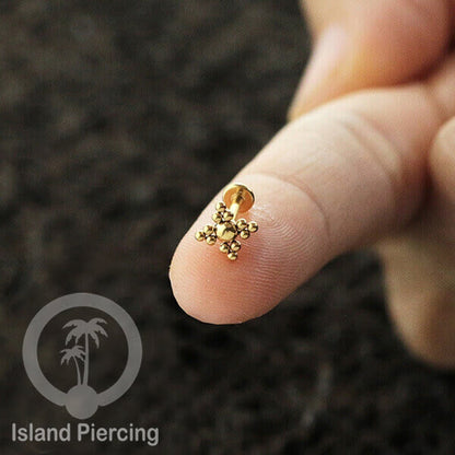 Anting Tindik Labret buatan bola Stainless warna Gold, Piercing Helix, Tragus dan Anting biasa