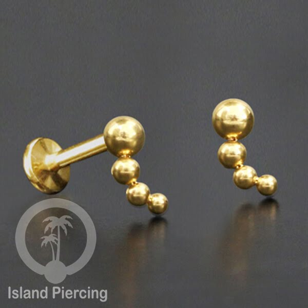 Anting Tindik Labret buatan bola Stainless warna Gold Piercing Helix, Tragus dan Anting biasa