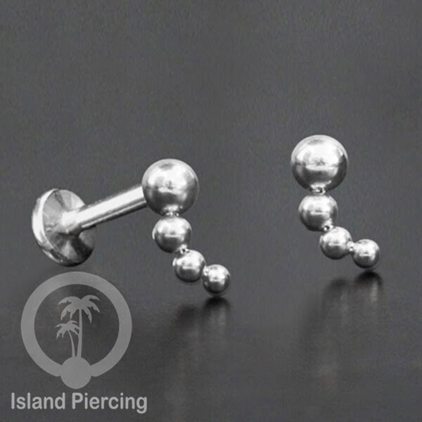 Anting Tindik Labret buatan bola Stainless warna Silver, Piercing Helix, Tragus dan Anting biasa