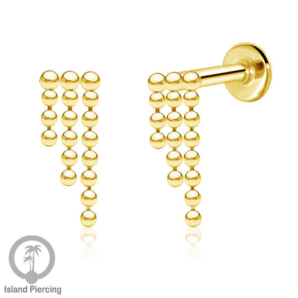 Anting Tindik Labret Stainless model Helix atau Telinga biasa dengan Rantai warna Silver/Gold
