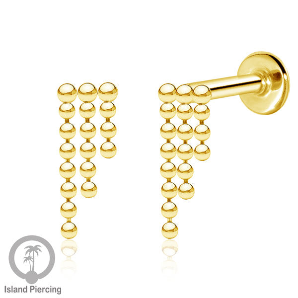 Anting Tindik Labret Stainless model Helix atau Telinga biasa dengan Rantai warna Silver/Gold