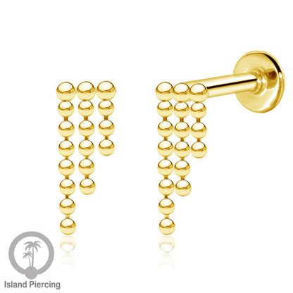 Anting Tindik Labret Stainless model Helix atau Telinga biasa dengan Rantai warna Silver/Gold