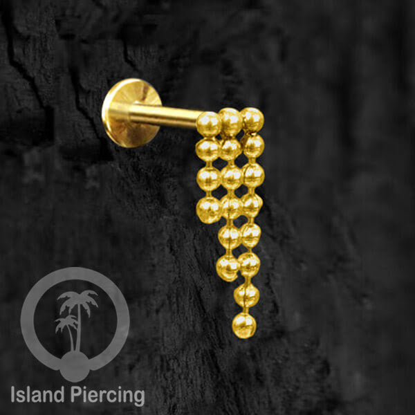 Anting Tindik Labret Stainless model Helix atau Telinga biasa dengan Rantai warna Silver/Gold