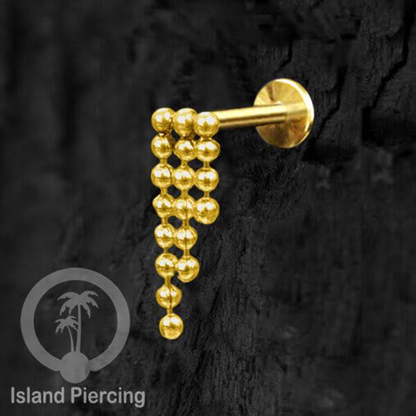 Anting Tindik Labret Stainless model Helix atau Telinga biasa dengan Rantai warna Silver/Gold