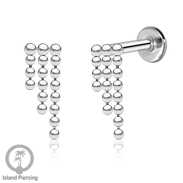 Anting Tindik Labret Stainless model Helix atau Telinga biasa dengan Rantai warna Silver/Gold