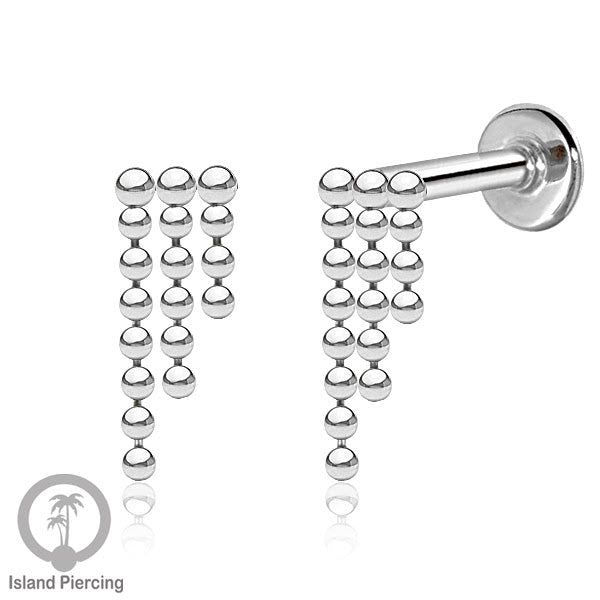 Anting Tindik Labret Stainless model Helix atau Telinga biasa dengan Rantai warna Silver/Gold