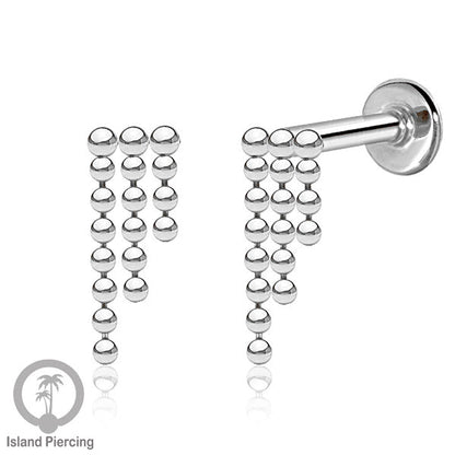 Anting Tindik Labret Stainless model Helix atau Telinga biasa dengan Rantai warna Silver/Gold