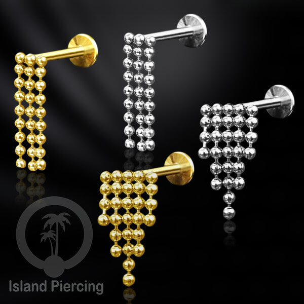 Anting Tindik Helix &amp; Labret Stainless Body Jewelry dengan Rantai warna Silver atau Gold