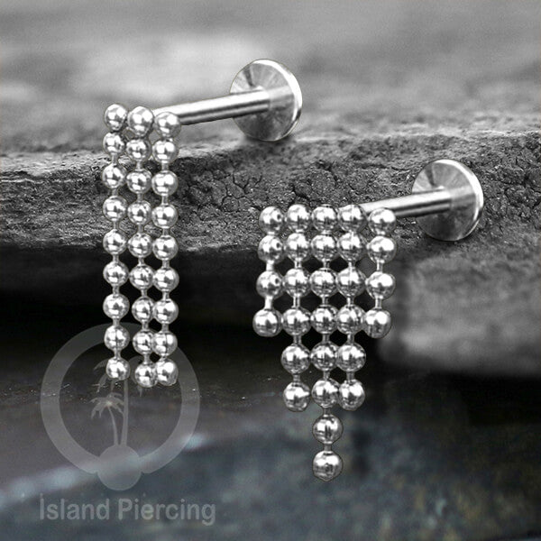 Anting Tindik Helix &amp; Labret Stainless Body Jewelry dengan Rantai warna Silver atau Gold