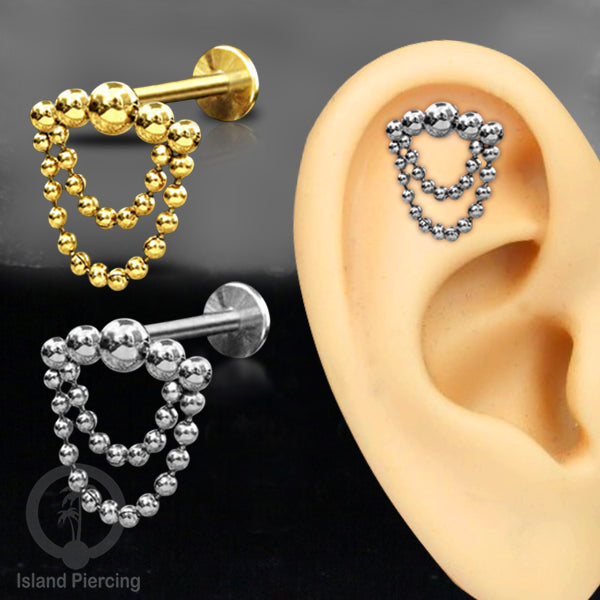 Anting Tindik Helix Labret Piercing Body Jewelry Stainless rantai warna Gold atau Silver