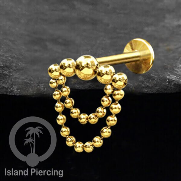 Anting Tindik Helix Labret Piercing Body Jewelry Stainless rantai warna Gold atau Silver