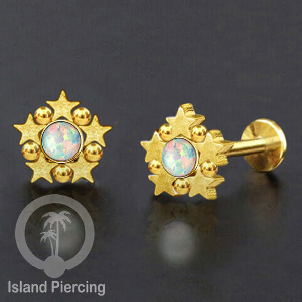 Labret Stainless desain lima bintang, Tindik baja beda Tragus, Daith &amp; Helix Piercing Jewelry