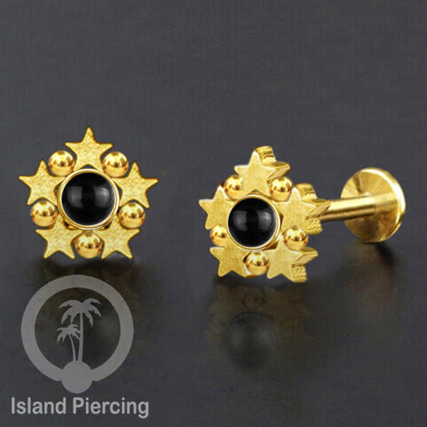 Labret Stainless desain lima bintang, Tindik baja beda Tragus, Daith &amp; Helix Piercing Jewelry