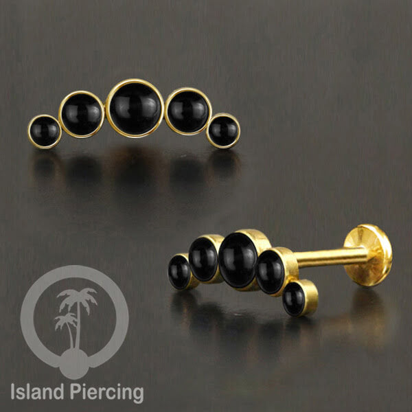 Anting Tindik Labret Stainless warna Gold dengan 5 Batu cocok untuk Helix Piercing