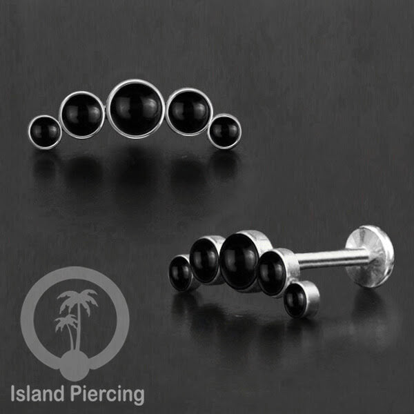 Anting Tindik Labret Stainless warna Silver dengan 5 Batu cocok untuk Helix Piercing