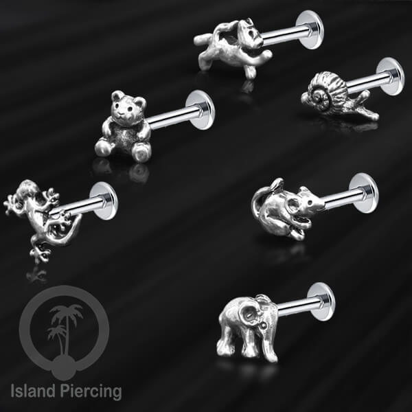 Piercing Silver dengan Stainless Steel Labret cocok untuk Tragus, Daith and flat piercing