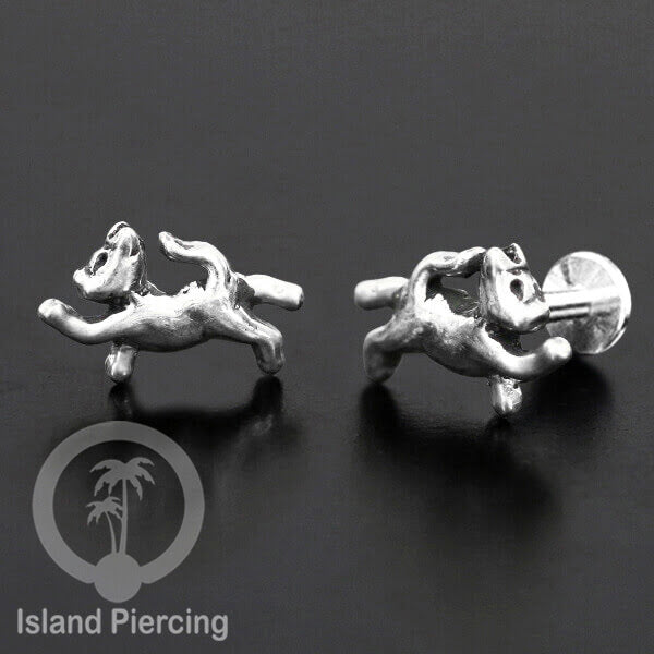 Piercing Silver dengan Stainless Steel Labret cocok untuk Tragus, Daith and flat piercing