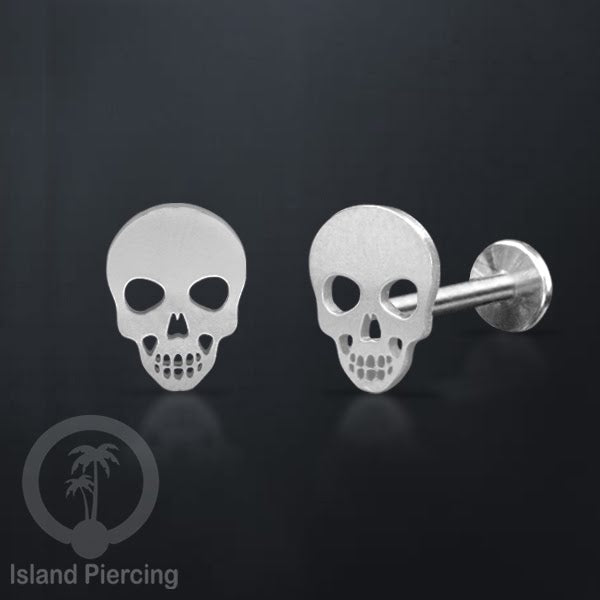 Labret Body Jewelry warna silver Tindik Piercing Stainless motif Halloween jewelry, anting tengkorak, hantu.