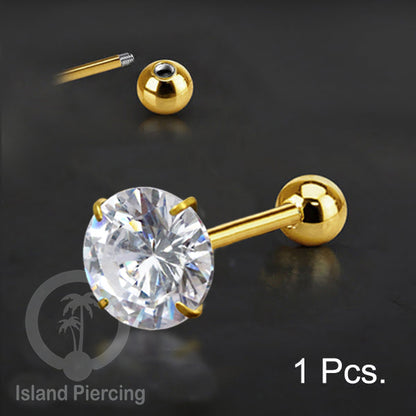 Labret bola dengan kristal stainless steel warna gold helix tragus piercing