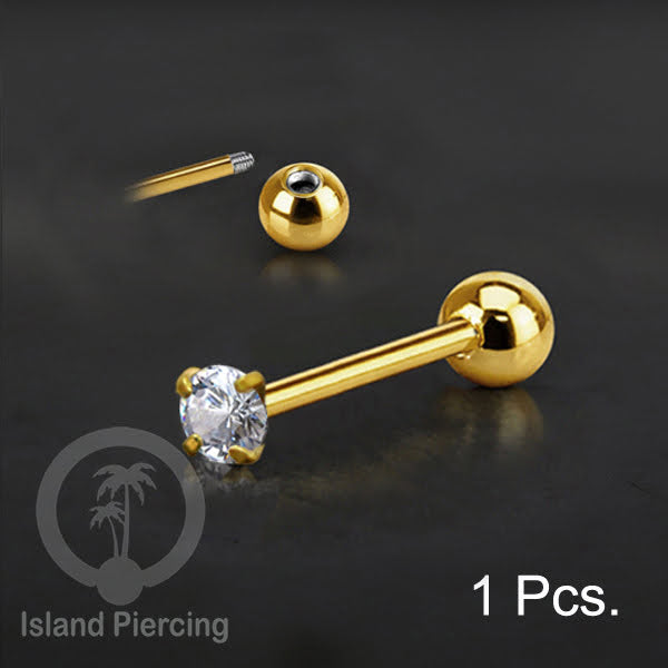 Labret bola dengan kristal stainless steel warna gold helix tragus piercing