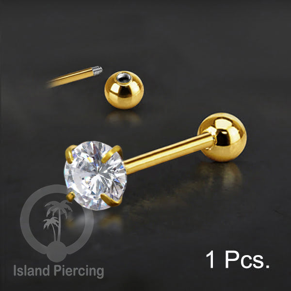 Labret bola dengan kristal stainless steel warna gold helix tragus piercing
