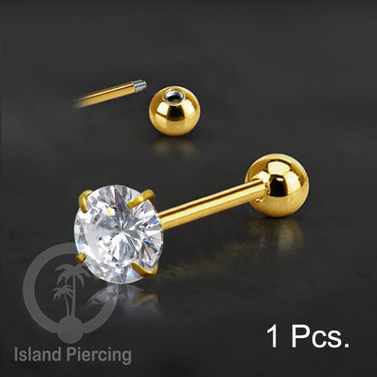 Labret bola dengan kristal stainless steel warna gold helix tragus piercing