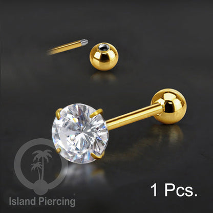 Labret bola dengan kristal stainless steel warna gold helix tragus piercing