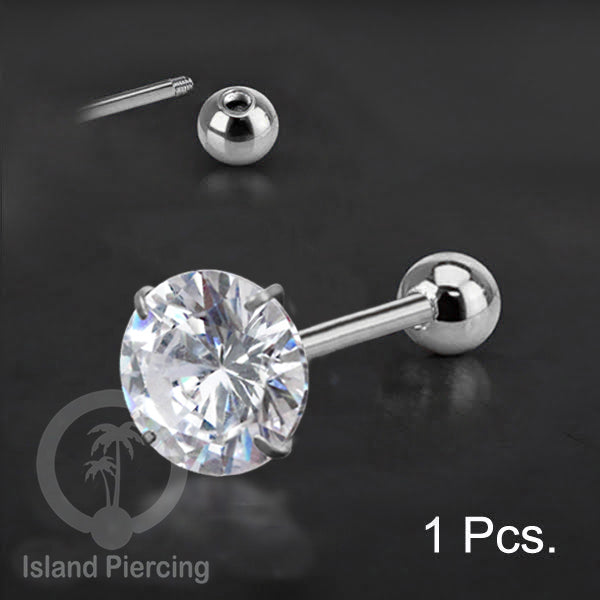 Labret bola dengan kristal stainless steel warna silver helix tragus piercing